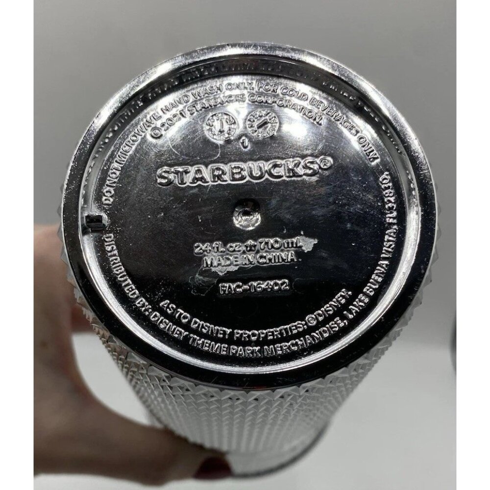 Disney Parks Mickey Silver Studded Starbucks Tumbler Cup Limited Edition 2021 - Picture 5 of 16